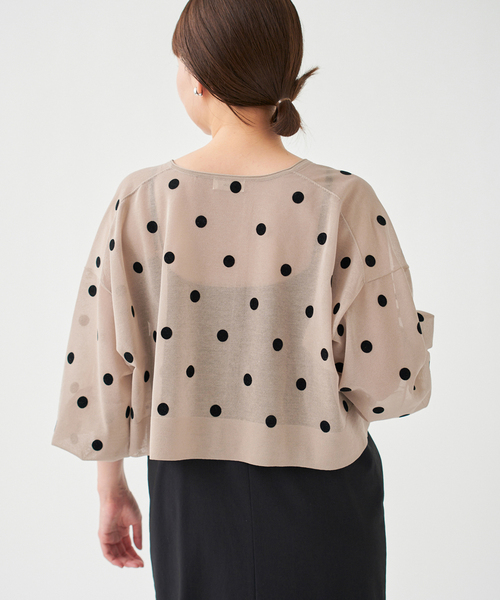 IENA（イエナ）の「FILMY ドット カーディガン（カーディガン/ボレロ・レディース・ベージュ/ネイビー/ダークブルー・FREE）」の5枚目の写真