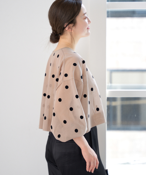 IENA（イエナ）の「FILMY ドット カーディガン（カーディガン/ボレロ・レディース・ベージュ/ネイビー/ダークブルー・FREE）」の11枚目の写真