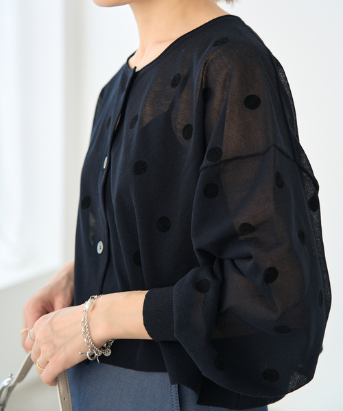 IENA（イエナ）の「FILMY ドット カーディガン（カーディガン/ボレロ・レディース・ベージュ/ネイビー/ダークブルー・FREE）」の21枚目の写真