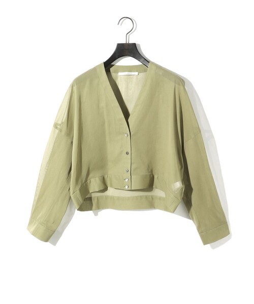 MIDIUMISOLID(ミディウミソリッド)の「MIDIUMISOLID for Ladies シアーボイルVネックカーディガン(カーディガン/ボレロ・レディース・ライトグレー/カーキ/ブラック/オフホワイト・FREE)」の1枚目の写真
