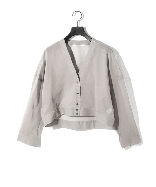 MIDIUMISOLID(ミディウミソリッド)の「MIDIUMISOLID for Ladies シアーボイルVネックカーディガン(カーディガン/ボレロ・レディース・ライトグレー/カーキ/ブラック/オフホワイト・FREE)」の4枚目の写真