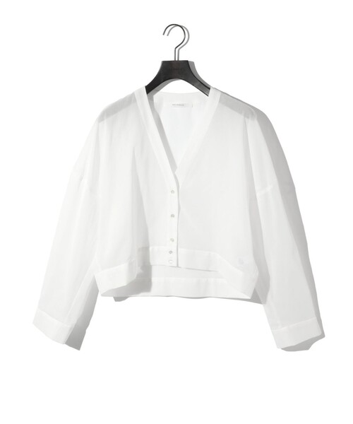 MIDIUMISOLID(ミディウミソリッド)の「MIDIUMISOLID for Ladies シアーボイルVネックカーディガン(カーディガン/ボレロ・レディース・ライトグレー/カーキ/ブラック/オフホワイト・FREE)」の5枚目の写真