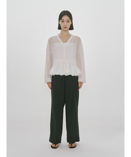 MIDIUMISOLID(ミディウミソリッド)の「MIDIUMISOLID for Ladies シアーボイルVネックカーディガン(カーディガン/ボレロ・レディース・ライトグレー/カーキ/ブラック/オフホワイト・FREE)」の13枚目の写真