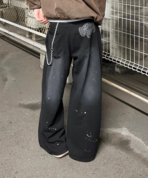 MandO（Auntie Rosa）（エムオー）の「【MandO】ドッグロゴウォッシュペイントバギーパンツ（その他パンツ・メンズ・ブラック/カーキ/ブラウン・SMALL/MEDIUM/LARGE）」の6枚目の写真