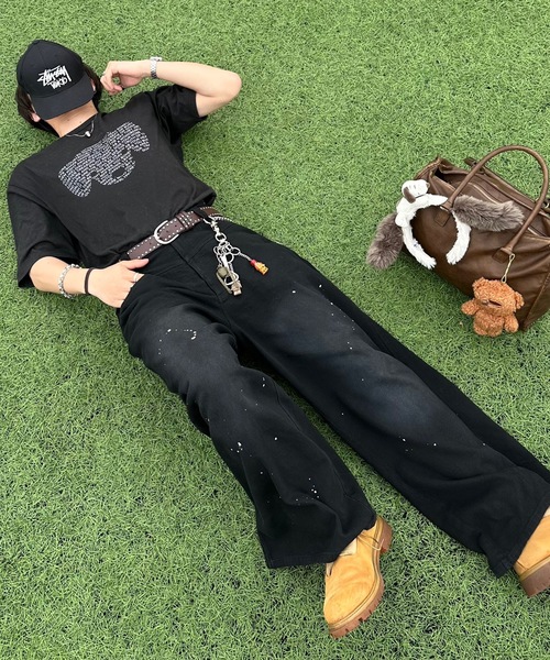 MandO（Auntie Rosa）（エムオー）の「【MandO】ドッグロゴウォッシュペイントバギーパンツ（その他パンツ・メンズ・ブラック/カーキ/ブラウン・SMALL/MEDIUM/LARGE）」の9枚目の写真