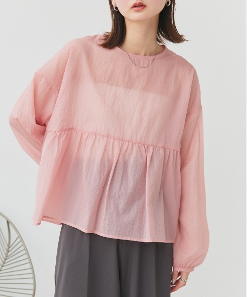 ad thie(アドティエ)の「シアーワッシャー ギャザーペプラム ブラウス(シャツ/ブラウス・レディース・ピンク/ライトブルー/ブラック/ライトグリーン/オフホワイト・FREE)」の15枚目の写真
