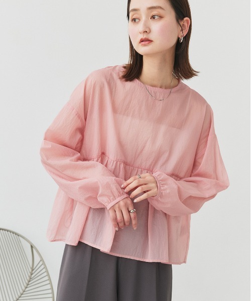 ad thie(アドティエ)の「シアーワッシャー ギャザーペプラム ブラウス(シャツ/ブラウス・レディース・ピンク/ライトブルー/ブラック/ライトグリーン/オフホワイト・FREE)」の17枚目の写真