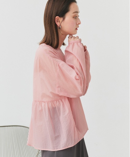 ad thie(アドティエ)の「シアーワッシャー ギャザーペプラム ブラウス(シャツ/ブラウス・レディース・ピンク/ライトブルー/ブラック/ライトグリーン/オフホワイト・FREE)」の19枚目の写真