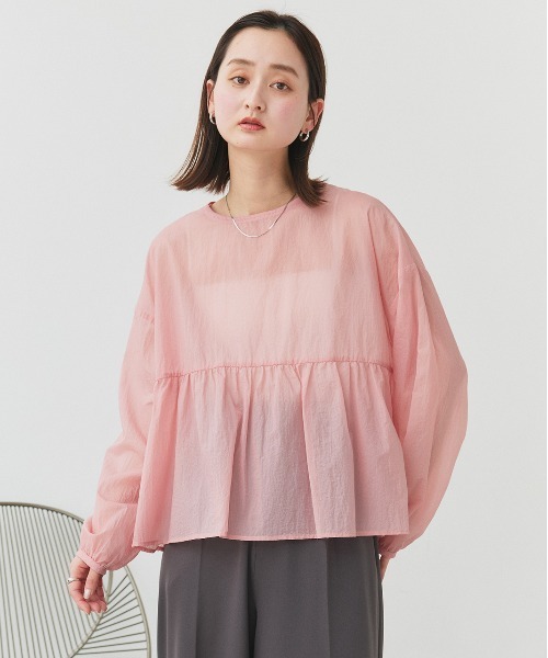 ad thie(アドティエ)の「シアーワッシャー ギャザーペプラム ブラウス(シャツ/ブラウス・レディース・ピンク/ライトブルー/ブラック/ライトグリーン/オフホワイト・FREE)」の20枚目の写真
