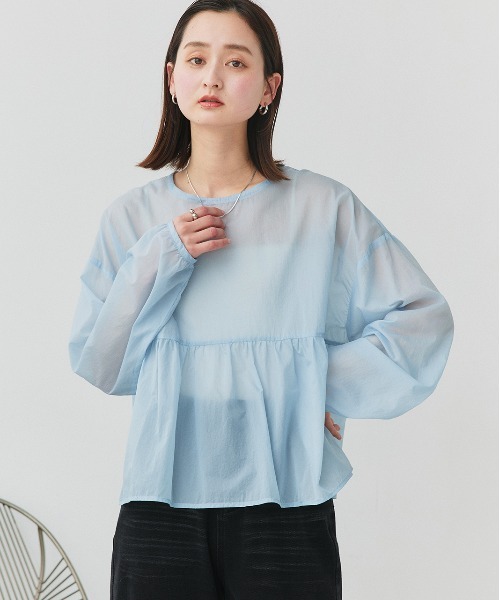ad thie(アドティエ)の「シアーワッシャー ギャザーペプラム ブラウス(シャツ/ブラウス・レディース・ピンク/ライトブルー/ブラック/ライトグリーン/オフホワイト・FREE)」の9枚目の写真