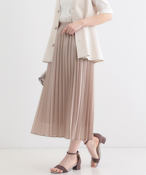 Cutie Blonde(キューティーブロンド)の「【S-LL】カジュアルにもきれいめにも 光沢シフォン プリーツスカート(スカート・レディース・チャコールグレー/ブラック/ベージュ・04/02/01/03)」の3枚目の写真