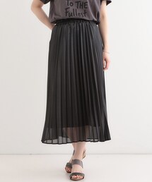 【S-LL】カジュアルにもきれいめにも 光沢シフォン プリーツスカート