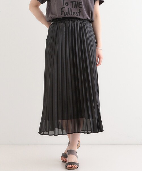 Cutie Blonde(キューティーブロンド)の「【S-LL】カジュアルにもきれいめにも 光沢シフォン プリーツスカート(スカート・レディース・チャコールグレー/ブラック/ベージュ・04/02/01/03)」の1枚目の写真