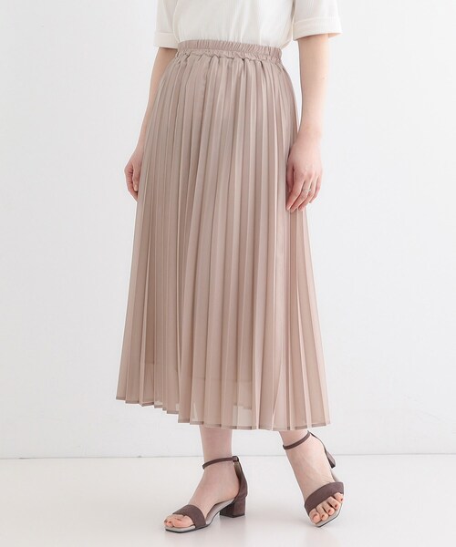 Cutie Blonde(キューティーブロンド)の「【S-LL】カジュアルにもきれいめにも 光沢シフォン プリーツスカート(スカート・レディース・チャコールグレー/ブラック/ベージュ・04/02/01/03)」の12枚目の写真