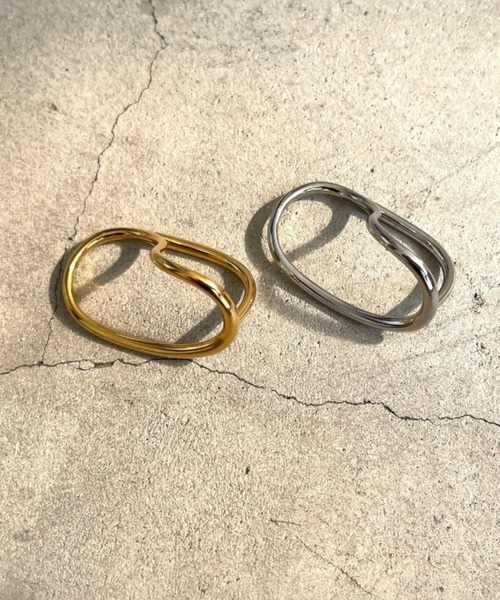 ankh+(アンクプラス)の「着けっぱなしOK!金属アレルギー対応【ステンレス】ダブルフィンガーリング(リング・レディース・シルバー系1/ゴールド系1/ゴールド系2・FREE)」の7枚目の写真
