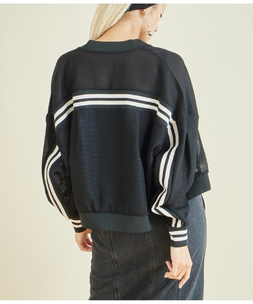 Settimissimo（セッティミッシモ）の「ライン デザイン カノコ メッシュ ブルゾン（ブルゾン・レディース・ブラック/ベージュ・FREE）」の2枚目の写真