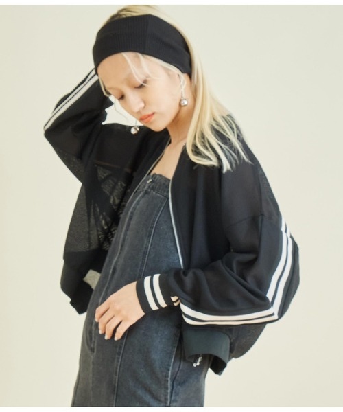 Settimissimo（セッティミッシモ）の「ライン デザイン カノコ メッシュ ブルゾン（ブルゾン・レディース・ブラック/ベージュ・FREE）」の7枚目の写真