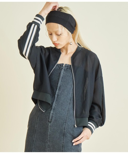 Settimissimo（セッティミッシモ）の「ライン デザイン カノコ メッシュ ブルゾン（ブルゾン・レディース・ブラック/ベージュ・FREE）」の6枚目の写真