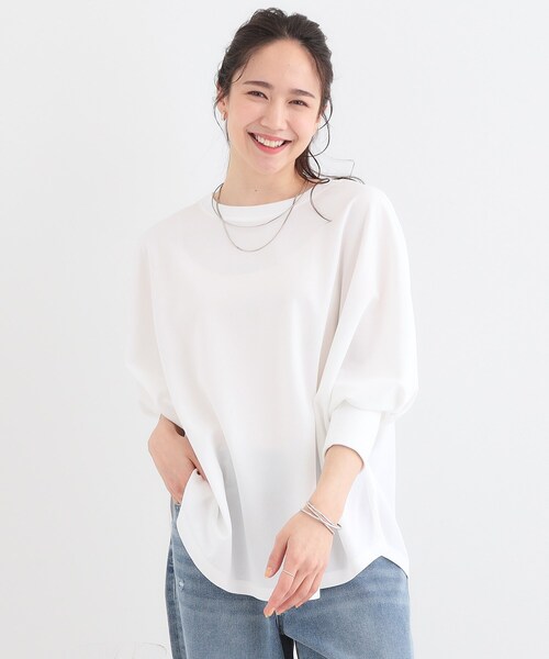 SHOO・LA・RUE(シューラルー)の「【洗える/S-LL】体型カバーにも ゆるりと着られる ドルマントップス(Tシャツ/カットソー・レディース・ホワイト/グレー/チャコールグレー/ライトブルー・01/02/03/04)」の17枚目の写真