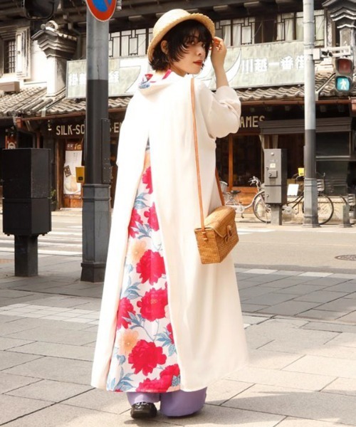 倭物やカヤ(ワモノヤカヤ)の「【倭物やカヤ】花便り八掛ワンピース(ワンピース・レディース・ベージュ系その他/ネイビー/ブラック・FREE)」の3枚目の写真