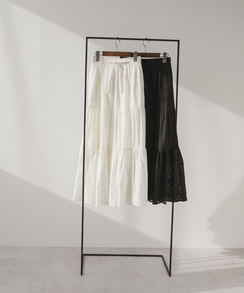 rectangle（レクタングル）の「コットンレース刺繍スカート（スカート・レディース・ホワイト/ブラック・FREE）」の11枚目の写真