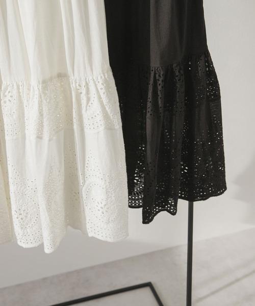 rectangle（レクタングル）の「コットンレース刺繍スカート（スカート・レディース・ホワイト/ブラック・FREE）」の12枚目の写真