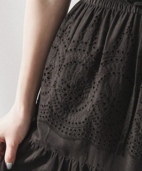 rectangle（レクタングル）の「コットンレース刺繍スカート（スカート・レディース・ホワイト/ブラック・FREE）」の17枚目の写真