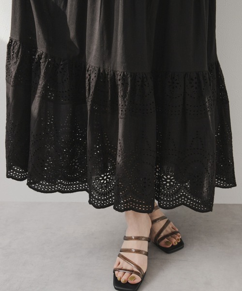 rectangle（レクタングル）の「コットンレース刺繍スカート（スカート・レディース・ホワイト/ブラック・FREE）」の18枚目の写真