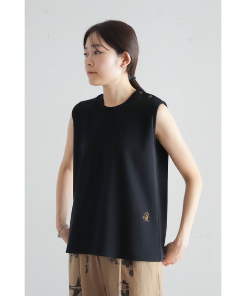Blanc Bleu Minuit（ブランブルーミニュイ）の「コットンフライス　肩釦タンクトップ（Tシャツ/カットソー・レディース・ホワイト/ブラック・FREE）」の13枚目の写真
