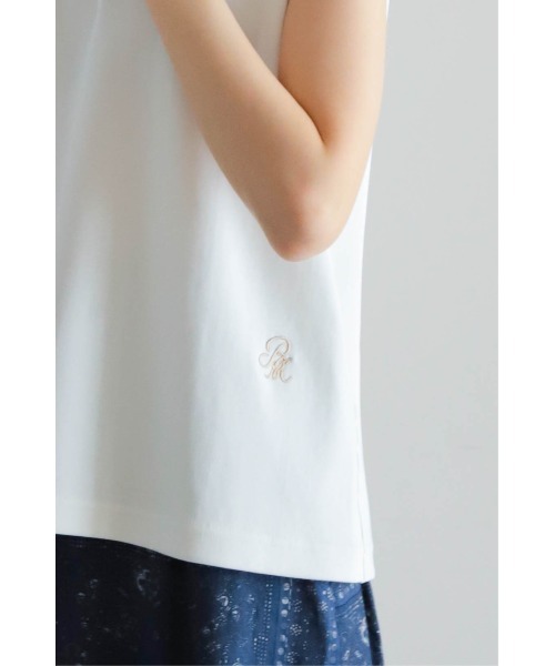 Blanc Bleu Minuit（ブランブルーミニュイ）の「コットンフライス　肩釦タンクトップ（Tシャツ/カットソー・レディース・ホワイト/ブラック・FREE）」の7枚目の写真