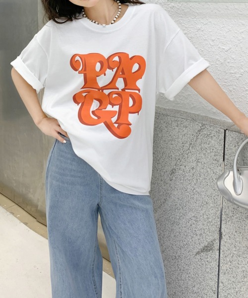 SHEENA(シーナ)の「BIGロゴプリントオーバーサイズTシャツ(Tシャツ/カットソー・レディース・ホワイト/ブラック・M)」の5枚目の写真