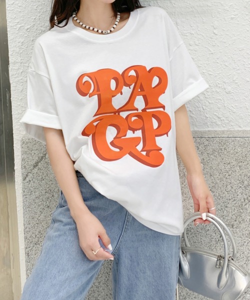 SHEENA(シーナ)の「BIGロゴプリントオーバーサイズTシャツ(Tシャツ/カットソー・レディース・ホワイト/ブラック・M)」の7枚目の写真