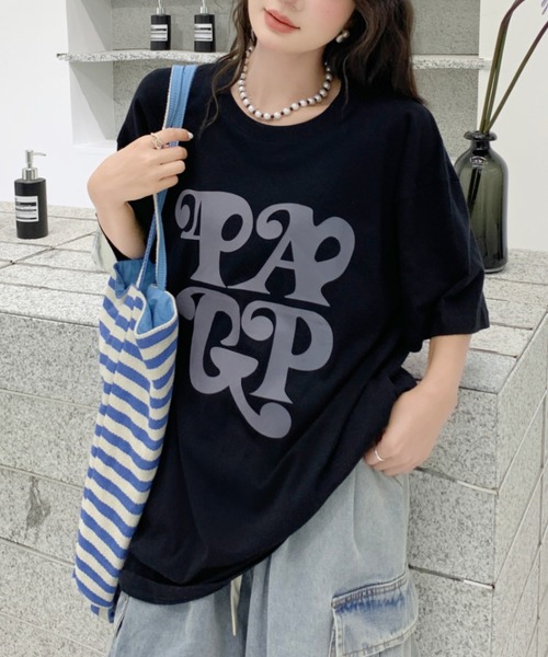SHEENA(シーナ)の「BIGロゴプリントオーバーサイズTシャツ(Tシャツ/カットソー・レディース・ホワイト/ブラック・M)」の8枚目の写真