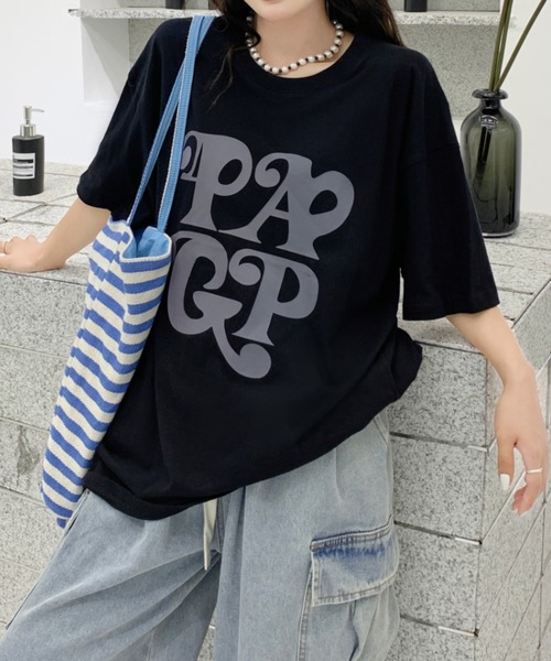 SHEENA(シーナ)の「BIGロゴプリントオーバーサイズTシャツ(Tシャツ/カットソー・レディース・ホワイト/ブラック・M)」の11枚目の写真