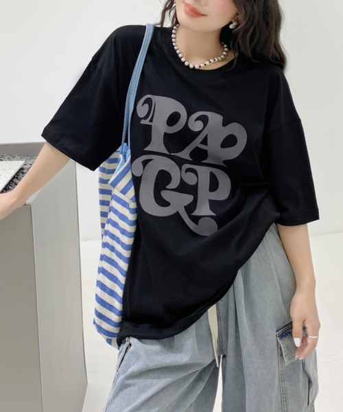 SHEENA(シーナ)の「BIGロゴプリントオーバーサイズTシャツ(Tシャツ/カットソー・レディース・ホワイト/ブラック・M)」の12枚目の写真