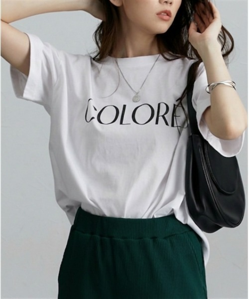 nissen(ニッセン)の「袖ロールアップ半袖Tシャツ(Tシャツ/カットソー・レディース・オフホワイト/ブラック/ブルー/チャコール/ブラック系1/グレー系1/オリーブ/ホワイト系1・L/M)」の12枚目の写真