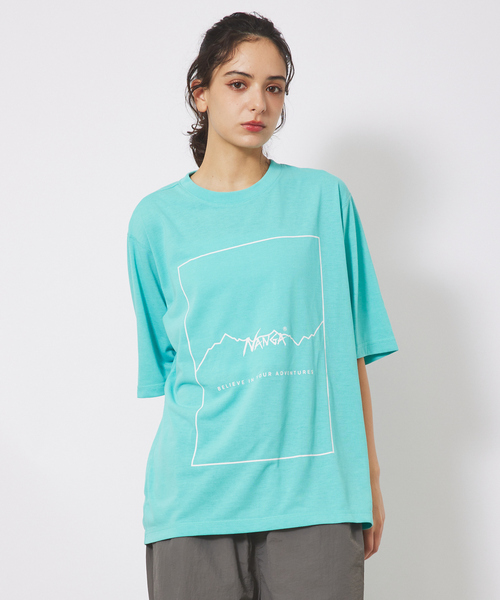 NANGA（ナンガ）の「【NANGA/ナンガ】DRY MIX FRAME LOGO T/ドライミックス/フレームロゴTシャツ（Tシャツ/カットソー・メンズ・ブラック/ホワイト/ブルー系その他・M/L/XL）」の13枚目の写真
