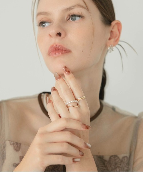 Anail（エーネイル）の「3D水光ネイルピンクブラウンニュアンスタイダイスクエアネイルチップ（ネイルシール/ネイルチップ・レディース・モカ・LARGE/MEDIUM/SMALL）」の2枚目の写真