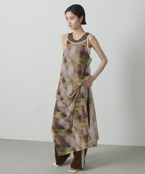 AIC.（エーアイシー）の「ぼかし模様チュールスリットワンピース（ワンピース・レディース・ライトグリーン/ブルー・FREE）」の3枚目の写真