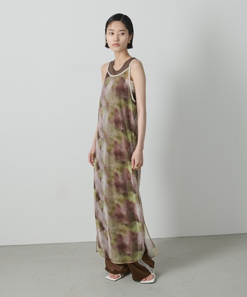 AIC.（エーアイシー）の「ぼかし模様チュールスリットワンピース（ワンピース・レディース・ライトグリーン/ブルー・FREE）」の4枚目の写真