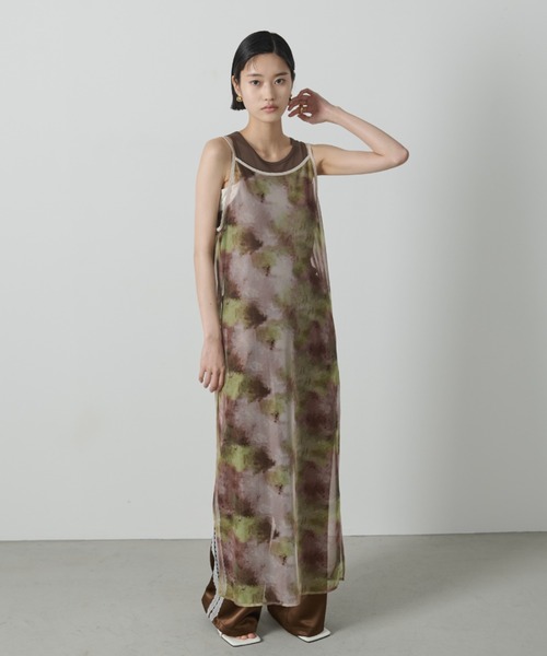 AIC.（エーアイシー）の「ぼかし模様チュールスリットワンピース（ワンピース・レディース・ライトグリーン/ブルー・FREE）」の5枚目の写真