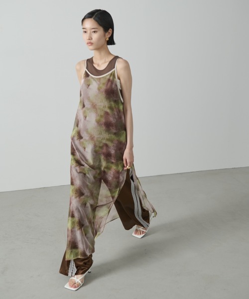 AIC.（エーアイシー）の「ぼかし模様チュールスリットワンピース（ワンピース・レディース・ライトグリーン/ブルー・FREE）」の10枚目の写真