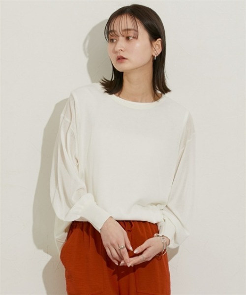 nissen(ニッセン)の「2点セット(シアーニット+タンクトップ)(ニット/セーター・レディース・オフホワイト/サックスブルー/ブラック・M/L/LL)」の2枚目の写真