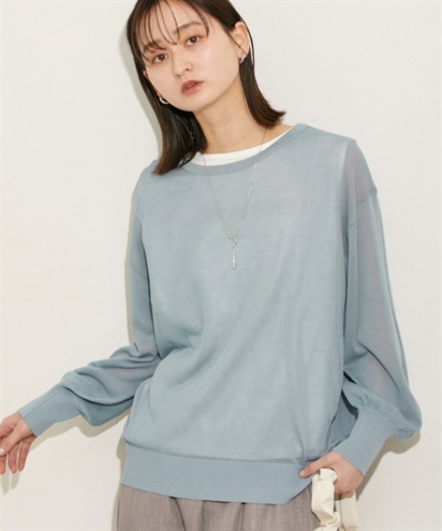 nissen(ニッセン)の「2点セット(シアーニット+タンクトップ)(ニット/セーター・レディース・オフホワイト/サックスブルー/ブラック・M/L/LL)」の3枚目の写真