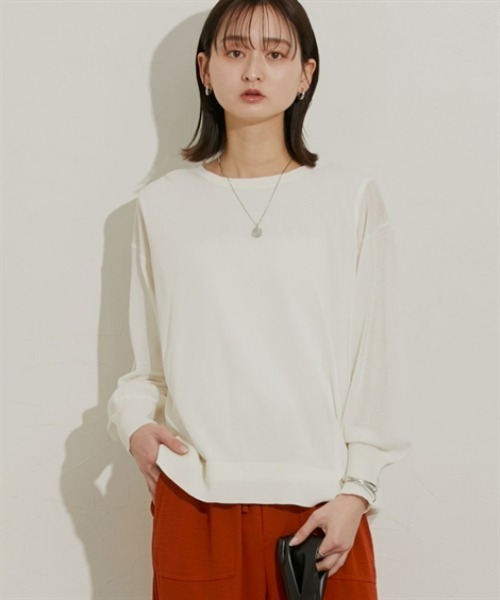 nissen(ニッセン)の「2点セット(シアーニット+タンクトップ)(ニット/セーター・レディース・オフホワイト/サックスブルー/ブラック・M/L/LL)」の5枚目の写真