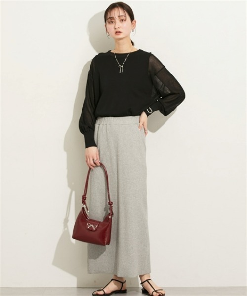 nissen(ニッセン)の「2点セット(シアーニット+タンクトップ)(ニット/セーター・レディース・オフホワイト/サックスブルー/ブラック・M/L/LL)」の10枚目の写真