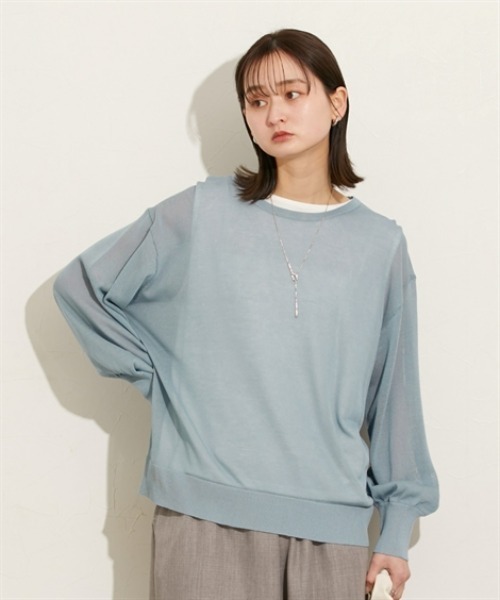 nissen(ニッセン)の「2点セット(シアーニット+タンクトップ)(ニット/セーター・レディース・オフホワイト/サックスブルー/ブラック・M/L/LL)」の11枚目の写真