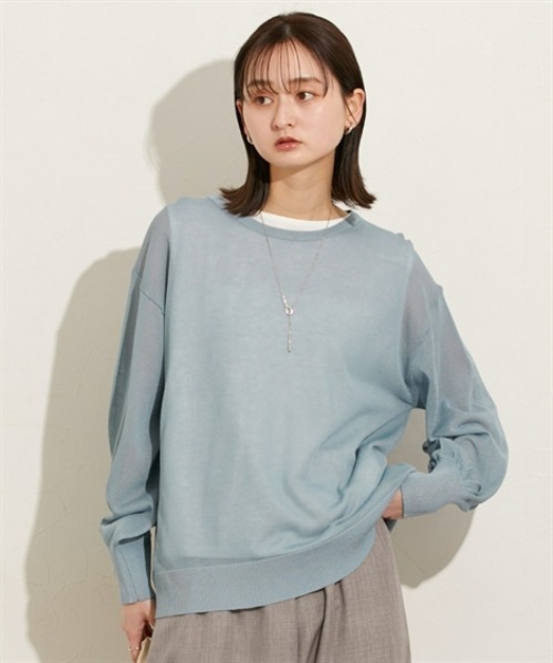 nissen(ニッセン)の「2点セット(シアーニット+タンクトップ)(ニット/セーター・レディース・オフホワイト/サックスブルー/ブラック・M/L/LL)」の12枚目の写真