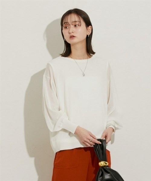 nissen(ニッセン)の「2点セット(シアーニット+タンクトップ)(ニット/セーター・レディース・オフホワイト/サックスブルー/ブラック・M/L/LL)」の15枚目の写真