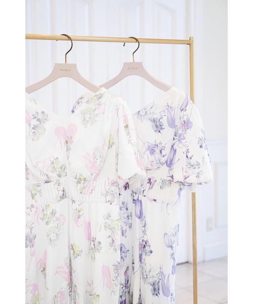 ワンピース her lip to Spring Bouquet Satin Dress Spring Bouquet Satin Dress（ワンピース）｜Her lip to（ハー